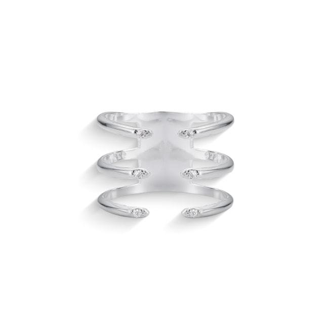 Anel 3 Aros Abertos Lisos com Zircônias nas Pontas