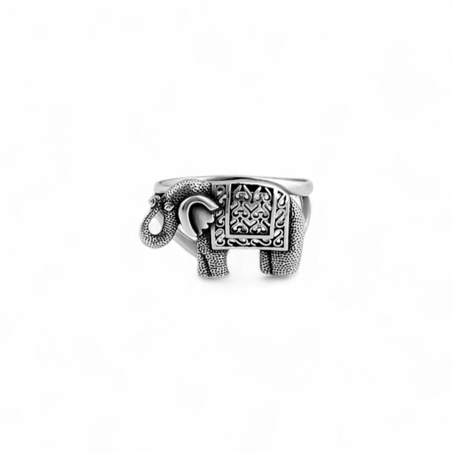 Anel Ajustável Boho com Elefante Trabalhado