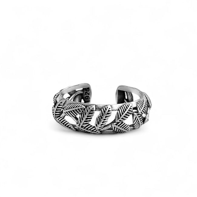 Anel Ajustável com Folhas Vazadas Envelhecido