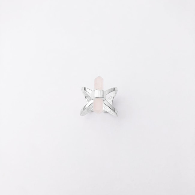 Anel Ajustável com Quartzo Rosa