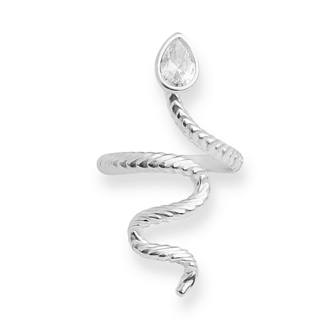 Anel Ajustável em Formato de Serpente com Zircônia 