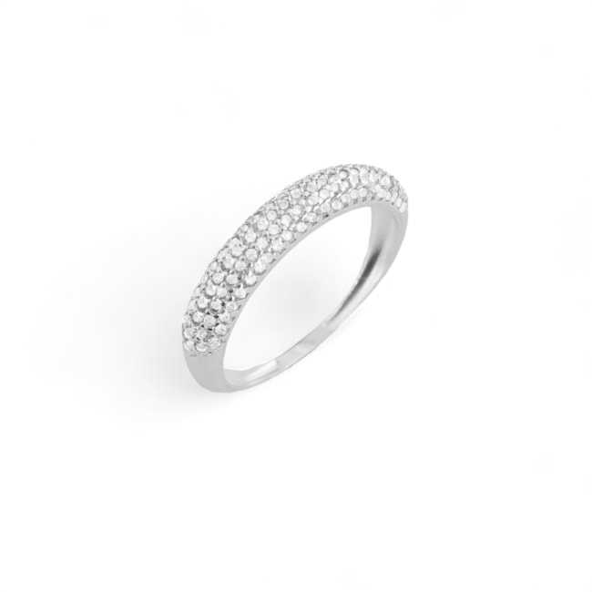 Anel Aparador Abaulado Cravejado com Zircônia