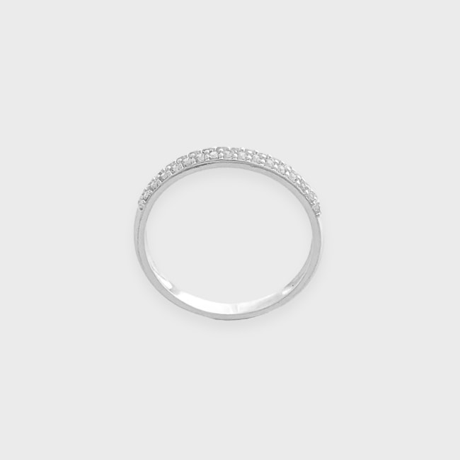 Anel Aparador Meio Aro Cravejado com Duas Fileiras 