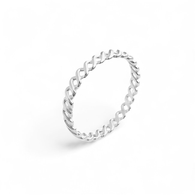 Anel Aro Fino Trançado Tipo Corrente