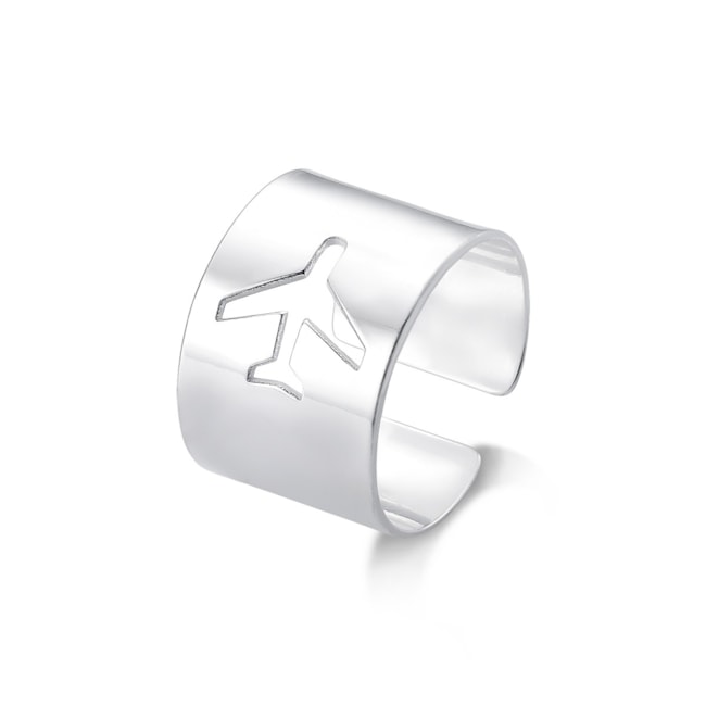 Anel aro Largo com Avião Vazado Ajustável 