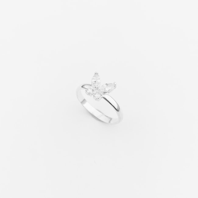 Anel Aro Liso com Borboleta de Zircônia Cristal 
