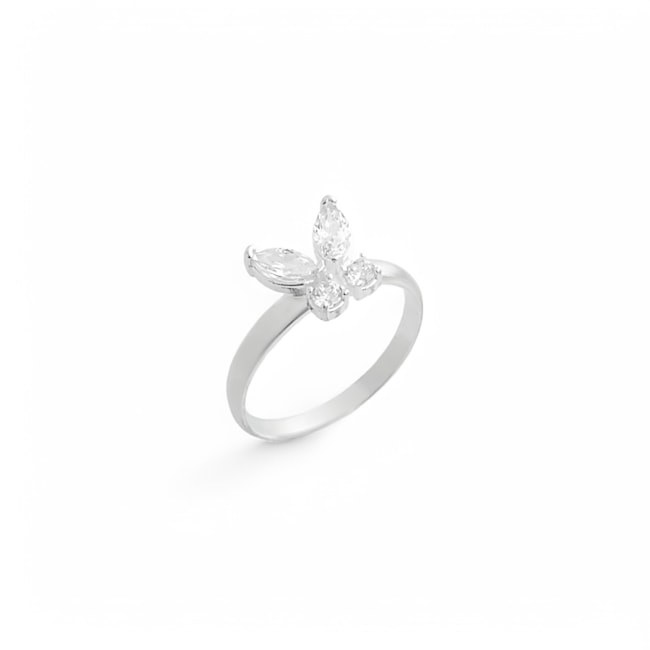 Anel Aro Liso com Borboleta de Zircônia Cristal