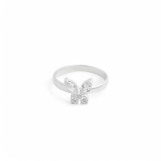 Anel Aro Liso com Borboleta de Zircônia Cristal 