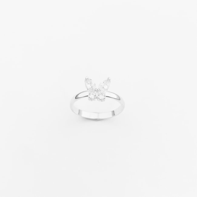 Anel Aro Liso com Borboleta de Zircônia Cristal 