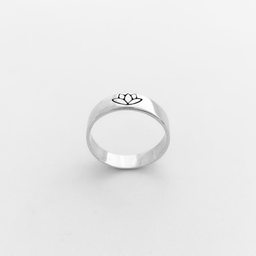 Produto Anel Aro Liso com Flor de Lótus