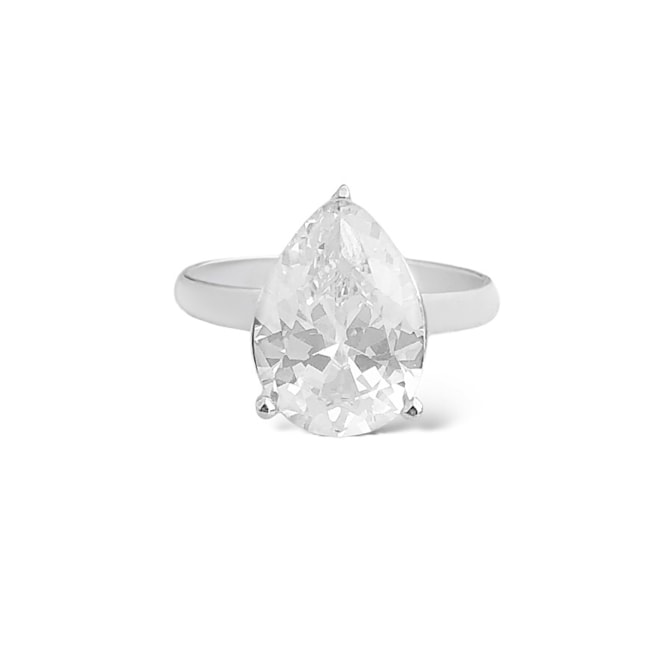 Anel Aro Liso com Gota de Zircônia Cristal 