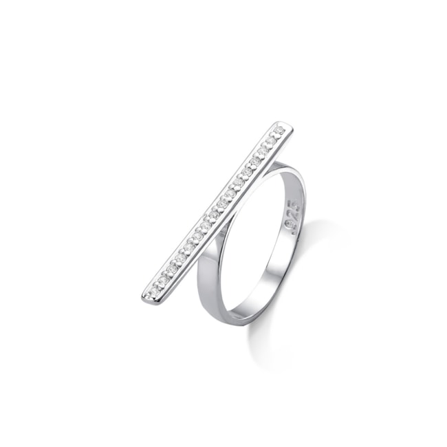 Anel Aro Liso com Palito Cravejado de Zircônias