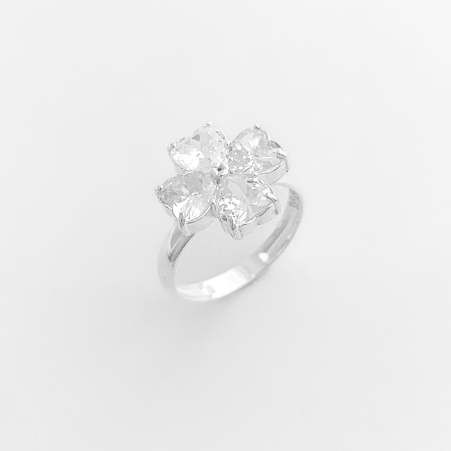 Anel Aro Liso com Trevo de Zircônia Cristal 