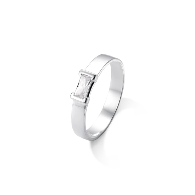 Anel Aro Liso com Zircônia Cristal Retangular 