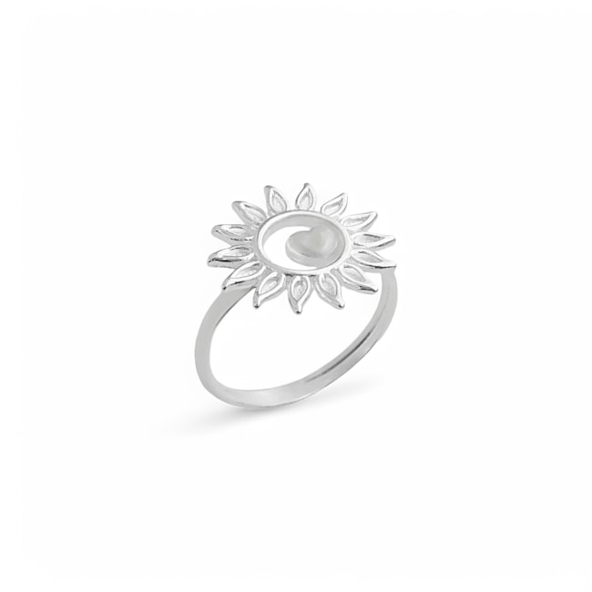 Anel Aro Liso de Sol Vazado com Coração 