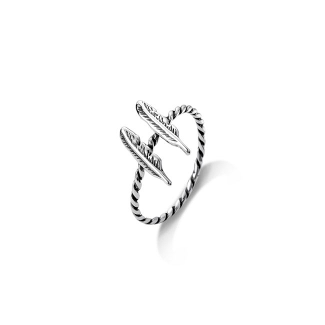 Anel Aro Torcido com Duas Penas Envelhecido