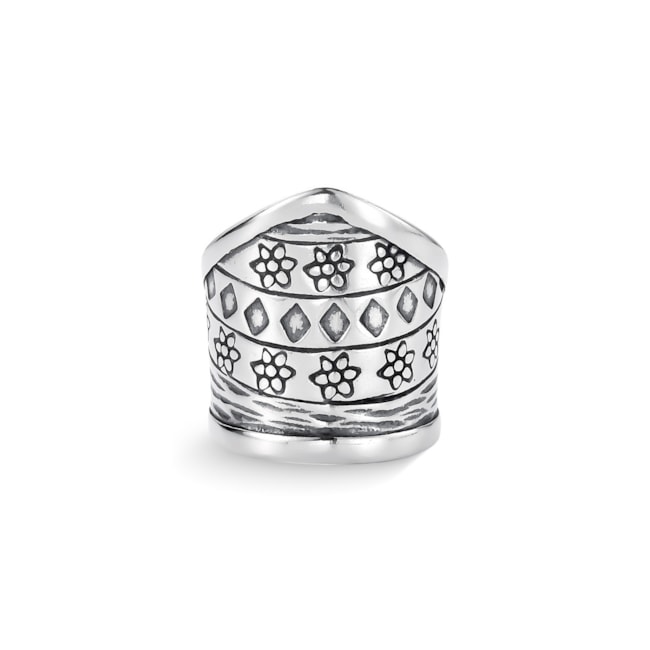 Anel Boho com Detalhes de Flor e Losango 