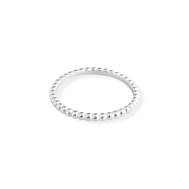 Anel Branco Aro Fino Todo de Bolinhas