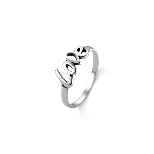 Anel Branco Aro Liso "Love"