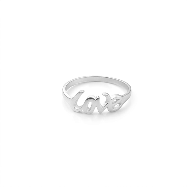Anel Branco Aro Liso "Love"