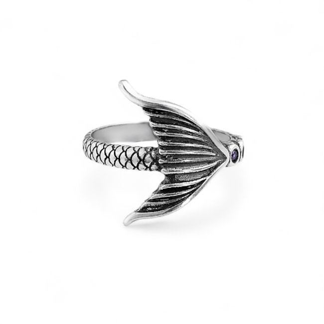 Anel Cauda de Sereia com Zircônias Coloridas