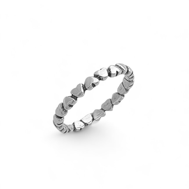 Anel com Aro de Corações Liso Para Cima e Para Baixo 