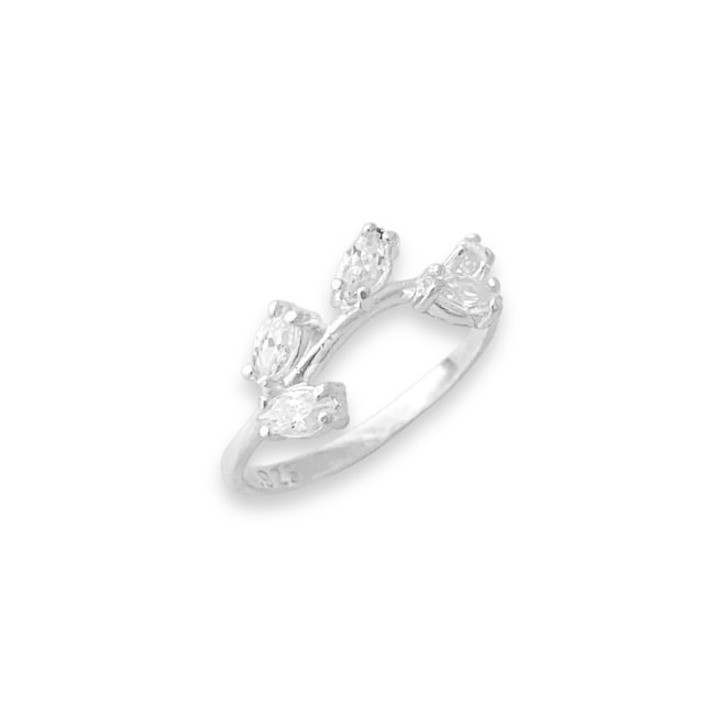 Anel com Folhas de Zircônia Cristal