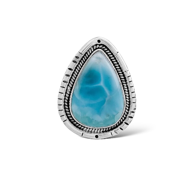 Anel com Pedra Larimar Trabalhado