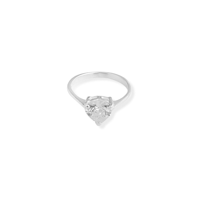 Anel com Zircônia Cristal em Formato de Coração 