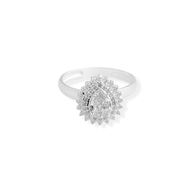 Anel com Zircônia em Gota e Microzircônias