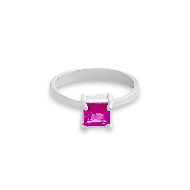 Anel com Zircônia Rubi Rose Quadrada