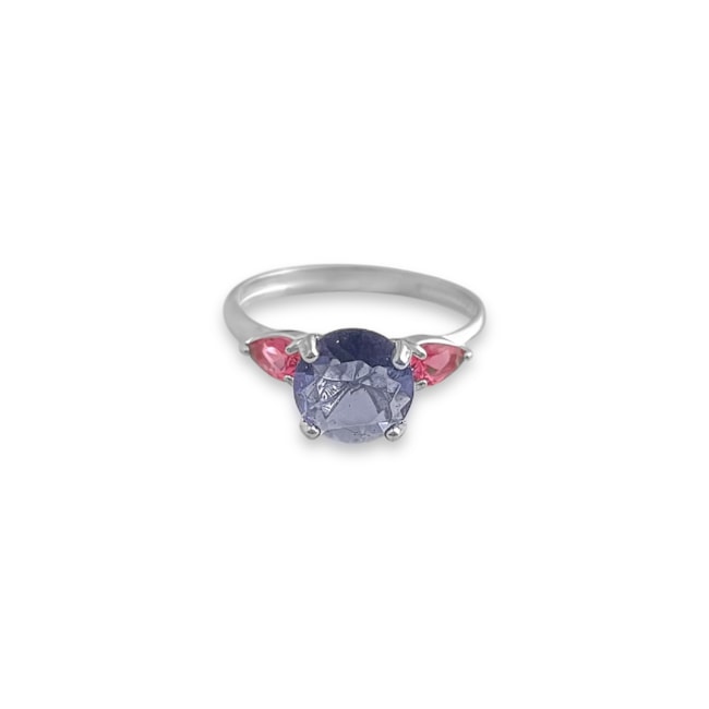 Anel com Zircônias Topázio e Rubi Rose