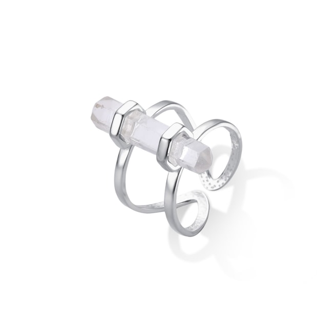 Anel de Aro Duplo com Suporte de Cristal