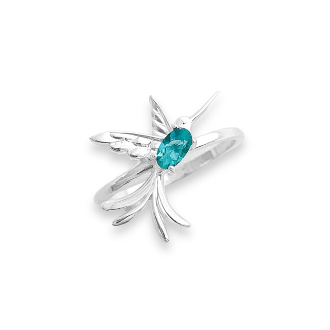 Anel de Beija Flor com Zircônia em Turmalina da Paraíba