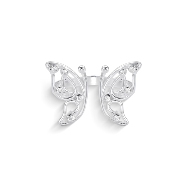 Anel de Borboleta com Asas Vazada Detalhadas com Zircônia 