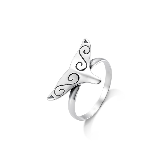 Anel de Cauda Desenhada com Arabescos 