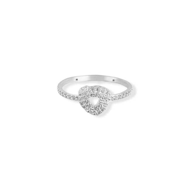 Anel de Coração Meio Aro Cravejado de Zircônia Cristal