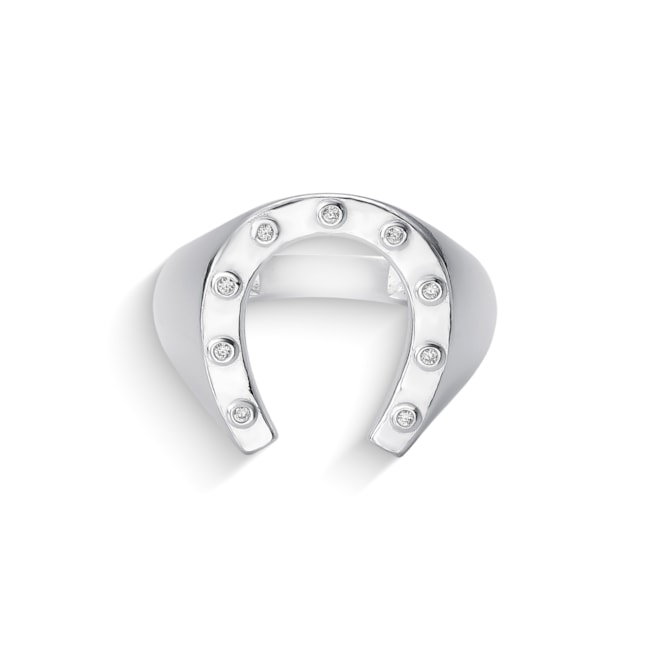 Anel de Ferradura Cravejado com Zircônia Cristal 