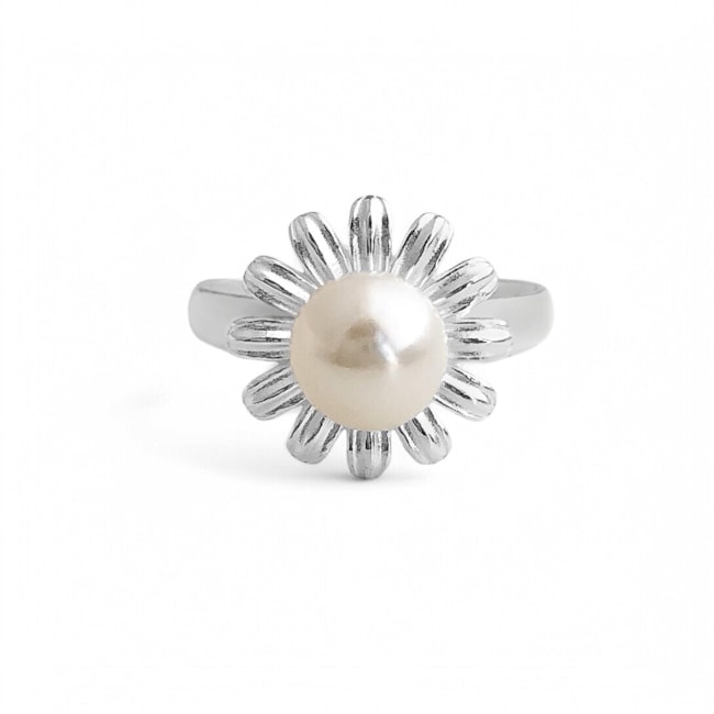 Anel de Flor com Pérola