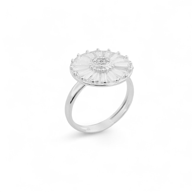 Anel de Flor Cravejado com Zircônia 