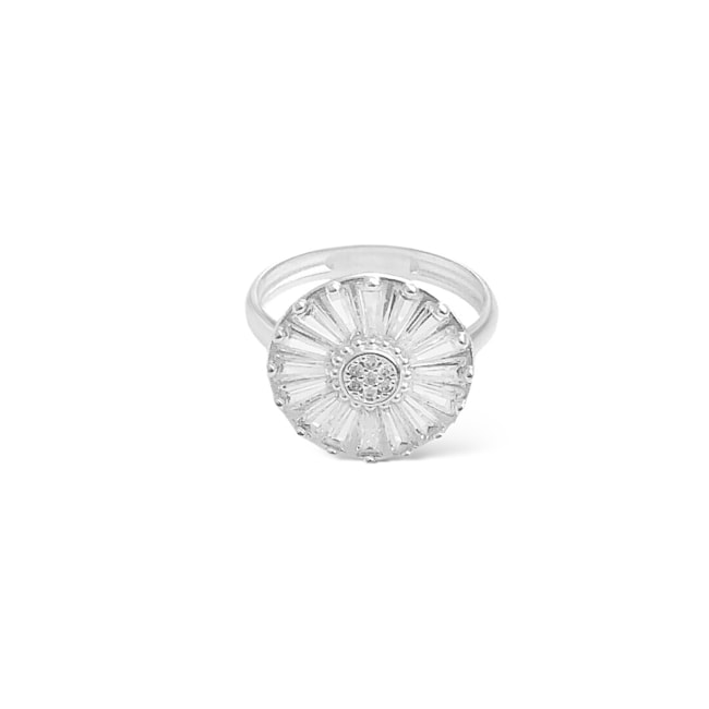 Anel de Flor Cravejado com Zircônia 