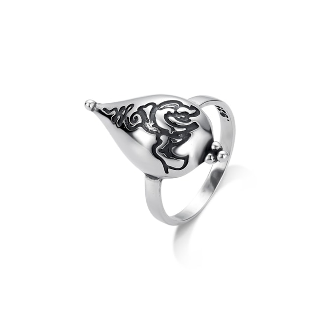 Anel de Gota Abaulada com Símbolo Unalome 