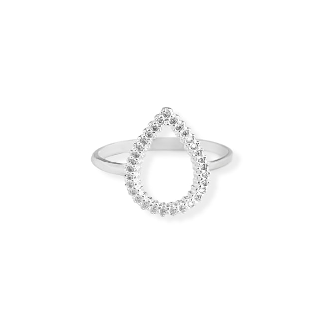 Anel de Gota Vazada Cravejada de Zircônias 