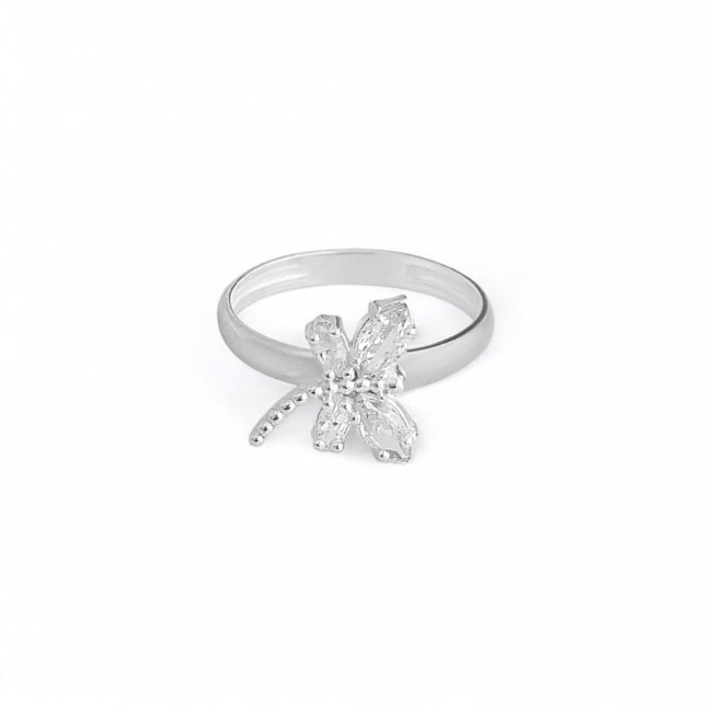 Anel de Libélula com Zircônia Cristal