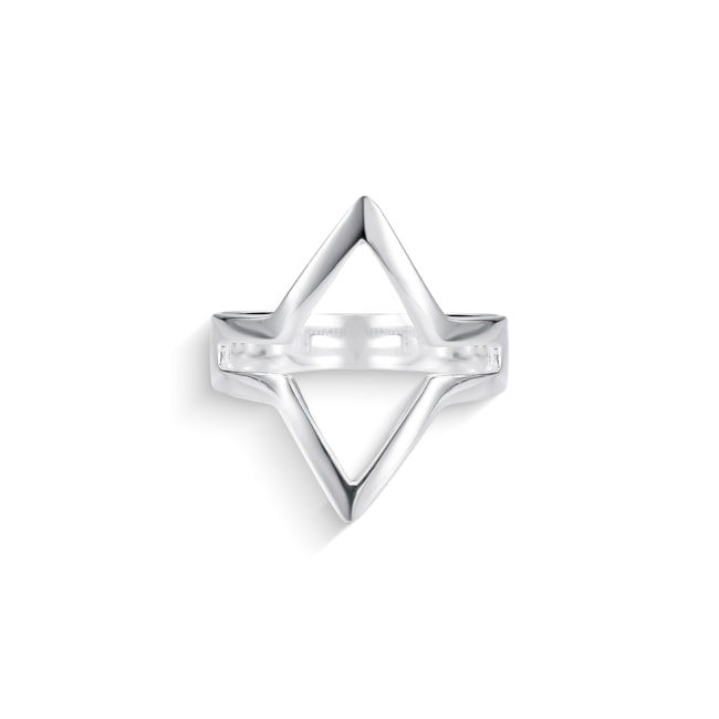 Anel de Losango Vazado e Aro Duplo