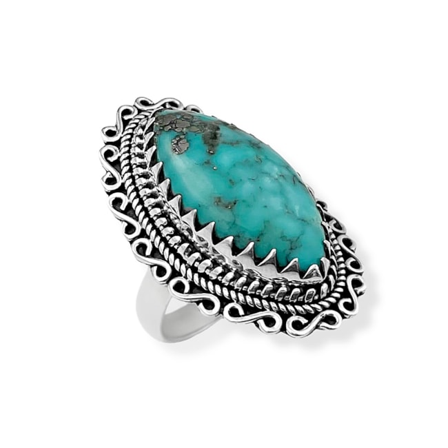 Anel de Pedra Turquesa em Formato Navete