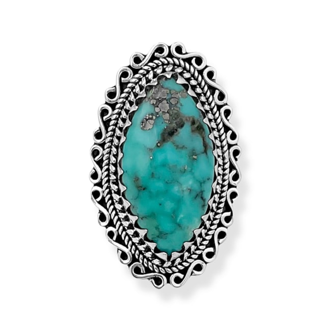 Anel de Pedra Turquesa em Formato Navete
