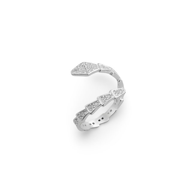 Anel de Serpente Ajustável Cravejado de Zircônias Cristal 