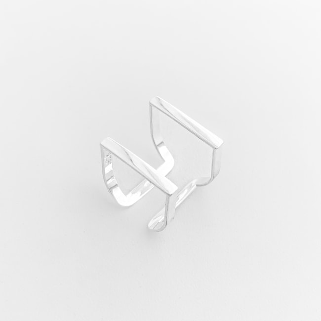 Anel Dois Aros Quadrado Espaçados