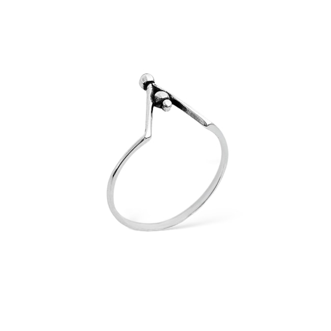 Anel em V com Bolinhas em Prata 